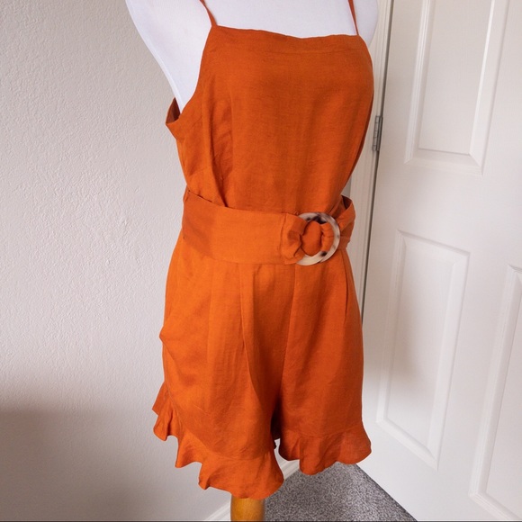 Trendy Boho Tortoiseshell Print Belt Strappy Romper | BURNT AMBER | SZ 2 - Picture 3 of 4